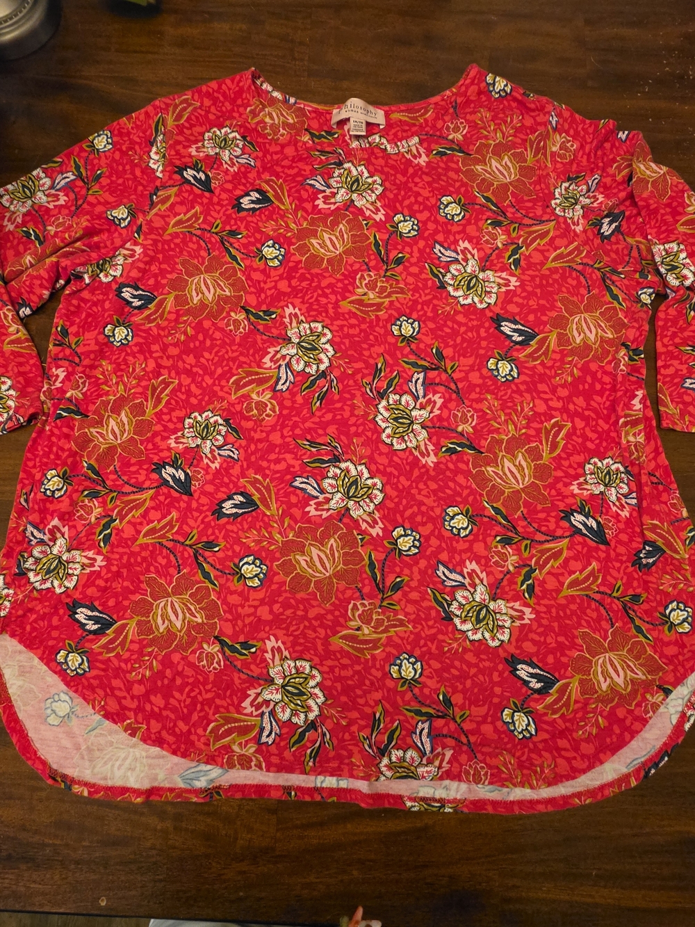 Philosophy Republic Clothing Red Floral Blouse Top – Plus Size 1X/TG